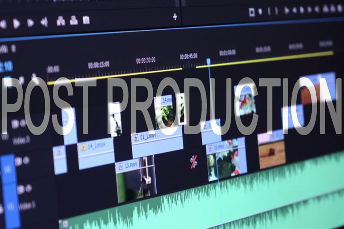 Post production editing, audio and graphics